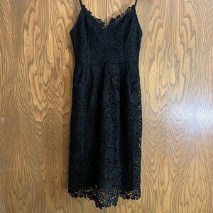 Astr Lace A-Line Midi Dress Black